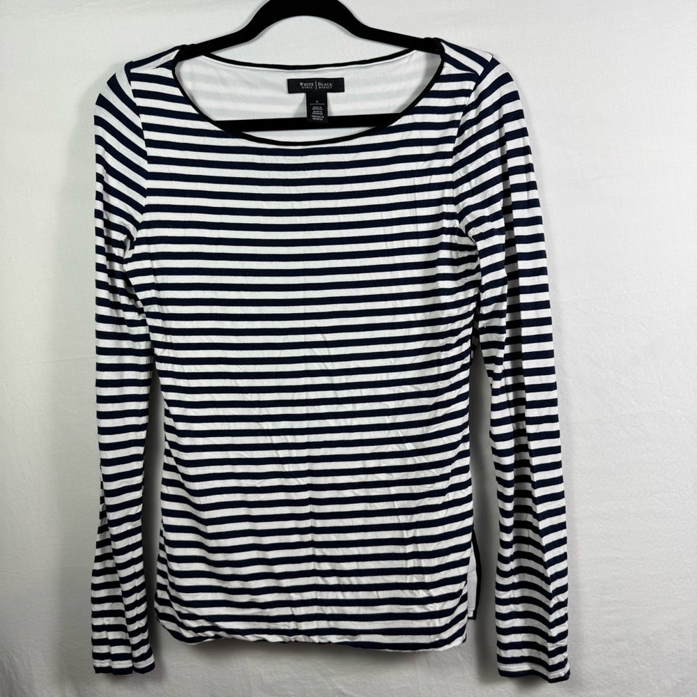 White House Black Market Fitted Black and White Blouse Women’s Size S